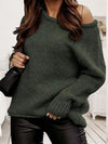 One Shoulder Long Sleeve Sweater - SwagglyLife Home & Fashion