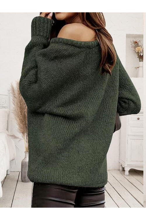 One Shoulder Long Sleeve Sweater - SwagglyLife Home & Fashion