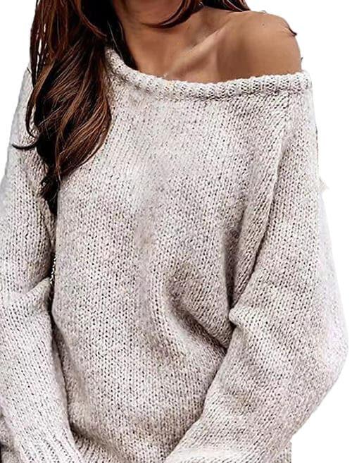 One Shoulder Long Sleeve Sweater - SwagglyLife Home & Fashion