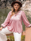 Chloé Plus Size Tie Neck Puff Sleeve Blouse - SwagglyLife Home & Fashion