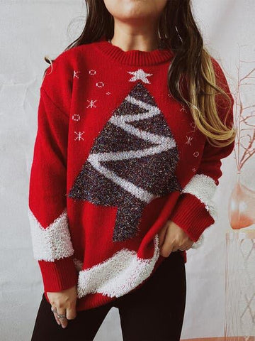 Christmas Tree Graphic Dropped Shoulder Sweater - SwagglyLife Home & Fashion