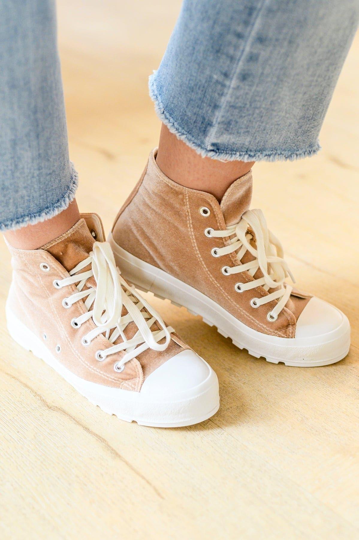 CORKYS Run Me Down Velvet High Tops in Tan - SwagglyLife Home & Fashion