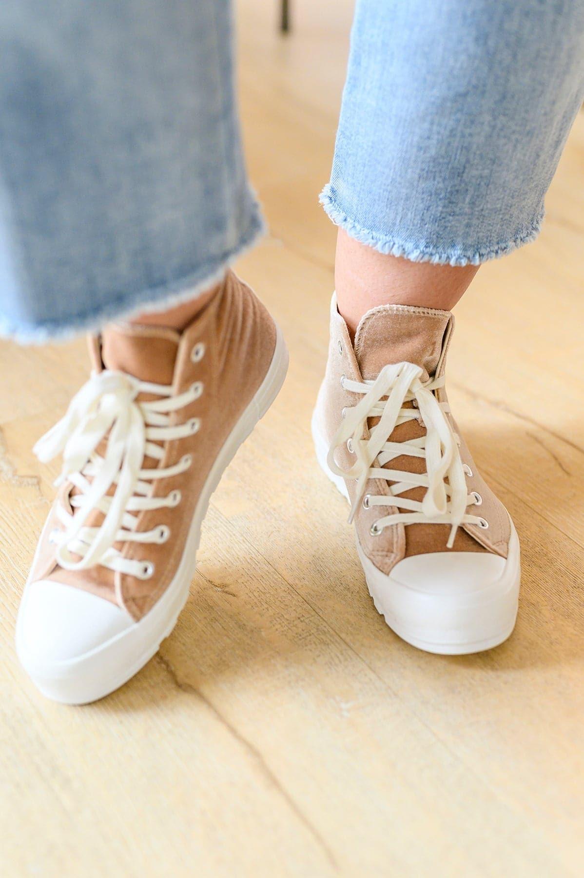 CORKYS Run Me Down Velvet High Tops in Tan - SwagglyLife Home & Fashion