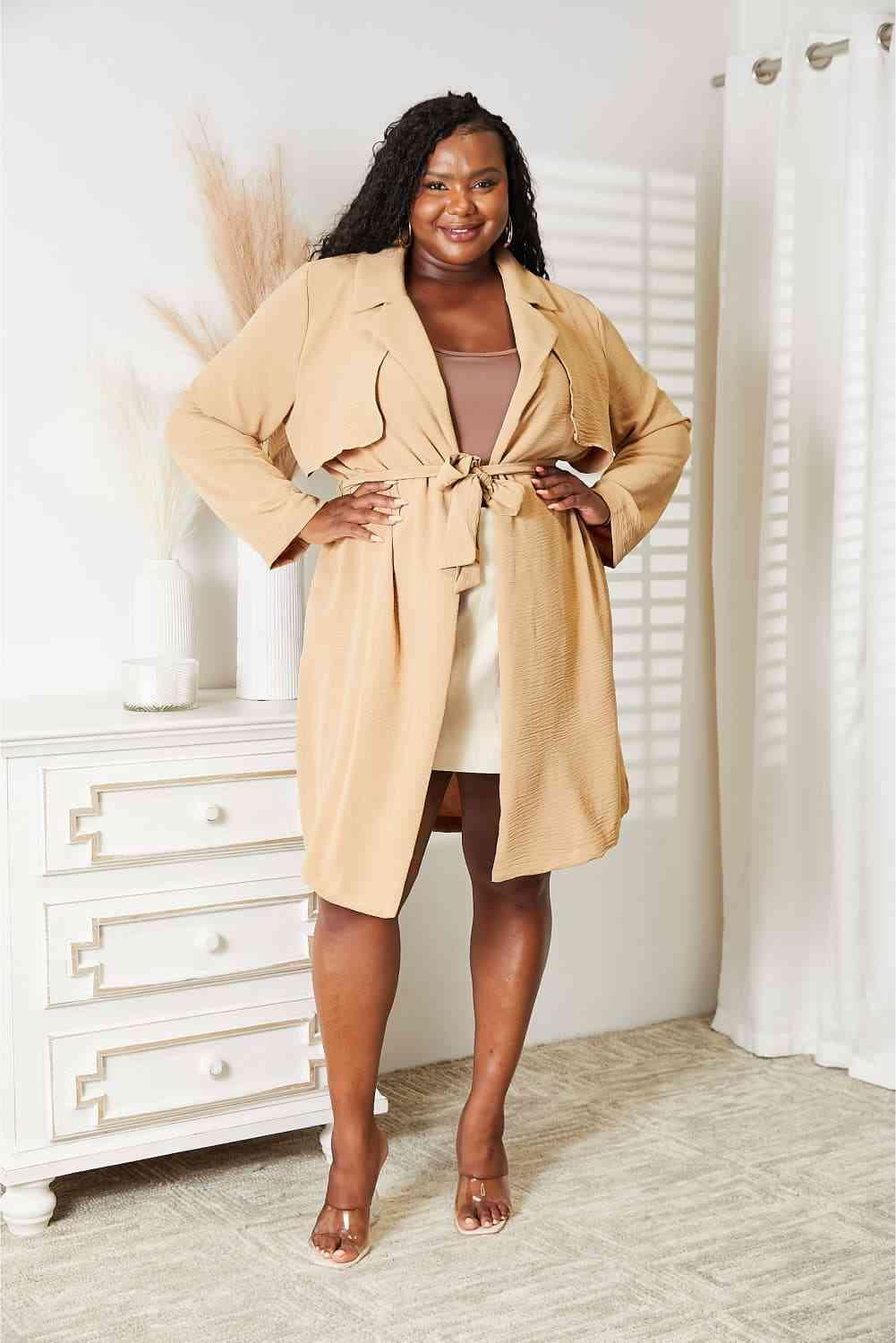 Culture Code Tied Trench Coat with Pockets - SwagglyLife Home & Fashion