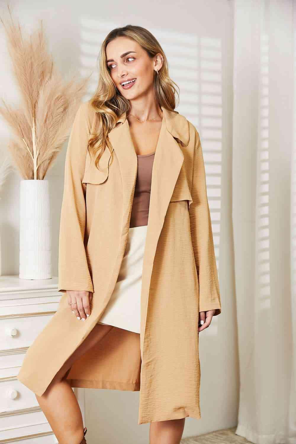 Culture Code Tied Trench Coat with Pockets - SwagglyLife Home & Fashion