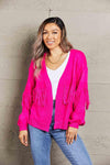 Double Take Fringe Trim Open Front Cardigan, 2 Colors - SwagglyLife Home & Fashion