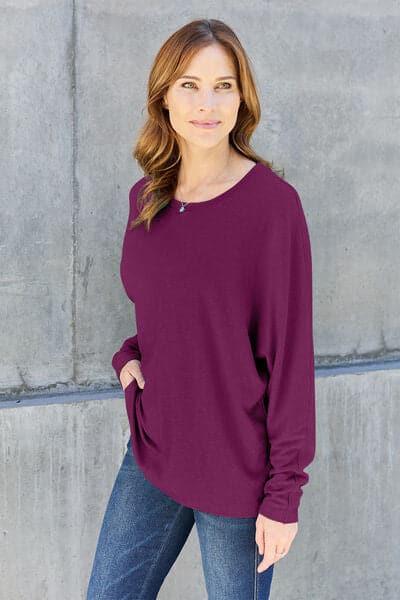 Double Take Full Size Round Neck Long Sleeve T-Shirt - SwagglyLife Home & Fashion