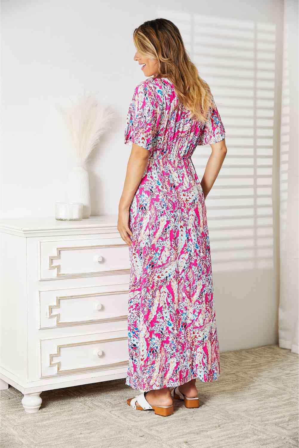 Double Take Multicolored V-Neck Maxi Dress - SwagglyLife Home & Fashion