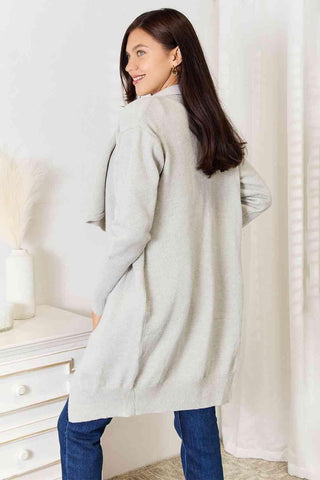 Double Take Open Front Duster Cardigan with Pockets - SwagglyLife Home & Fashion