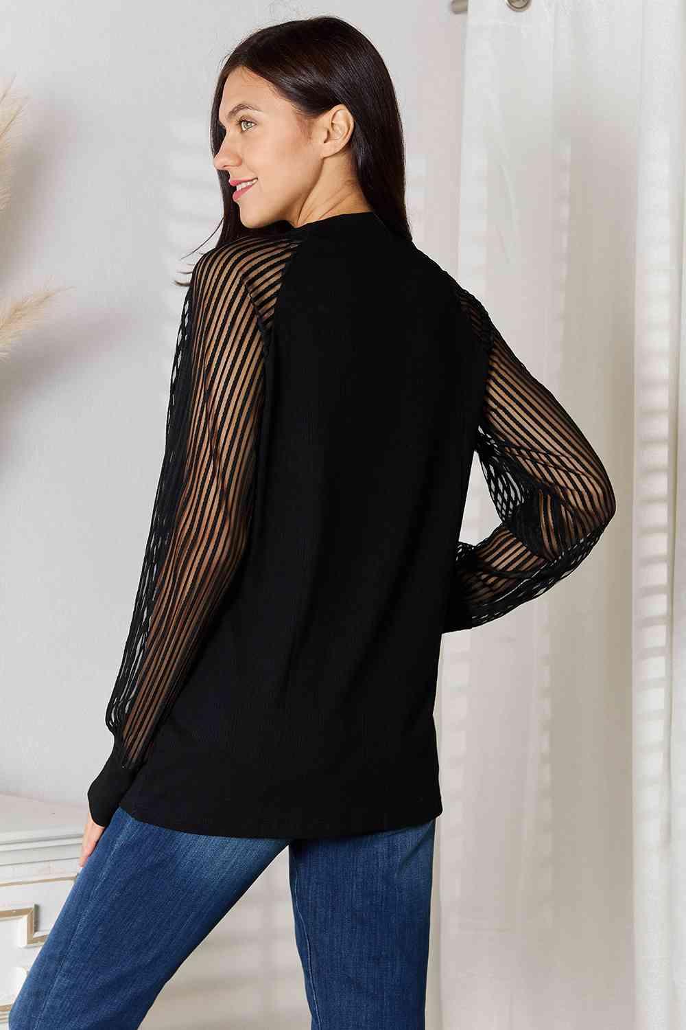 Double Take Round Neck Raglan Sleeve Blouse - SwagglyLife Home & Fashion