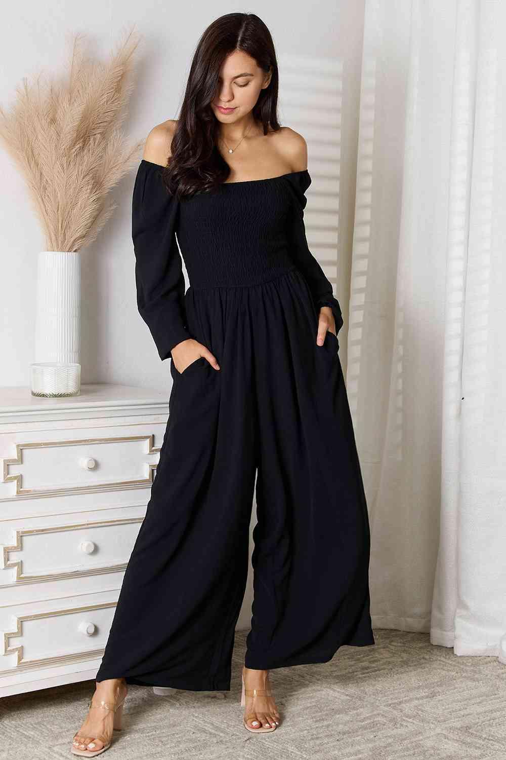 Double Take Square Neck Jumpsuit with Pockets - SwagglyLife Home & Fashion