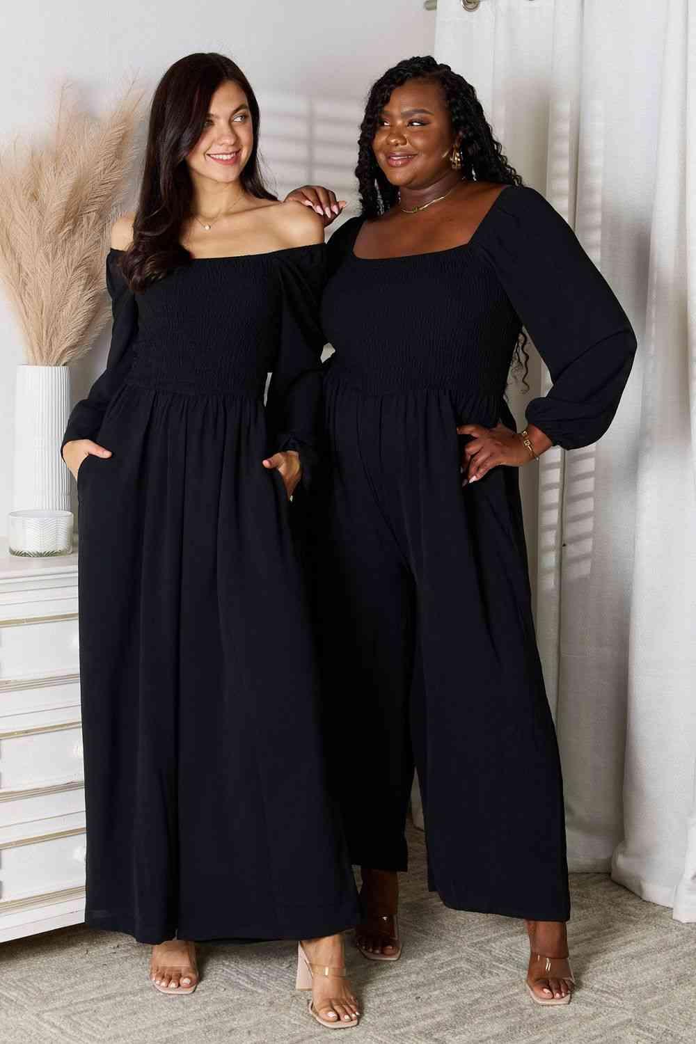 Double Take Square Neck Jumpsuit with Pockets - SwagglyLife Home & Fashion