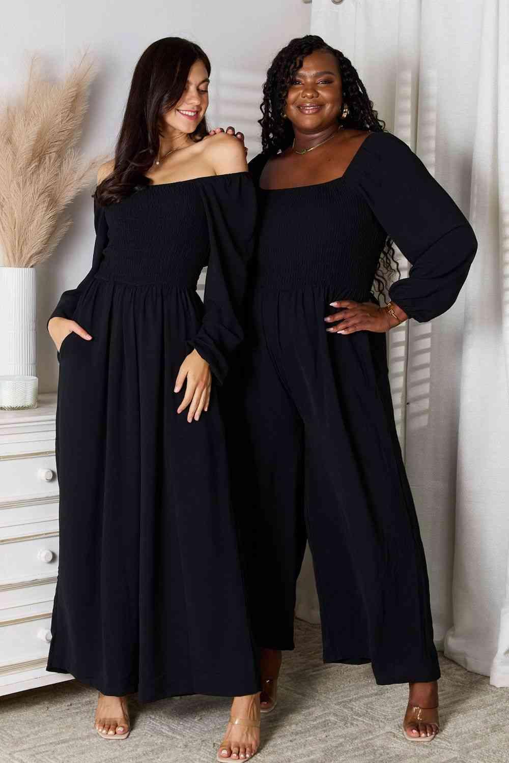 Double Take Square Neck Jumpsuit with Pockets - SwagglyLife Home & Fashion
