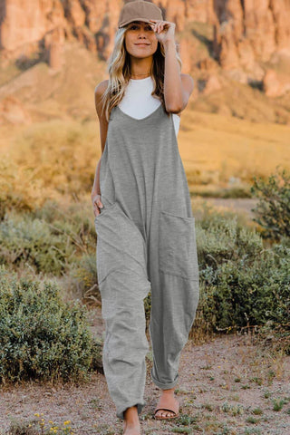 Double Take V-Neck Sleeveless Jumpsuit with Pocket, Multiple Colors - SwagglyLife Home & Fashion