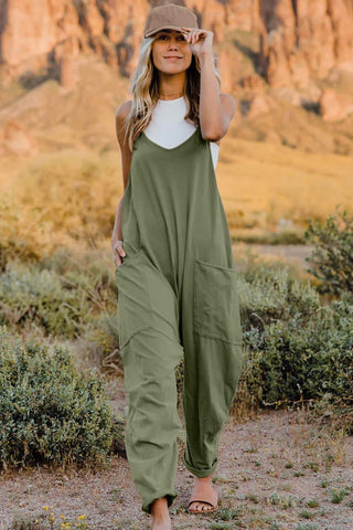 Double Take V-Neck Sleeveless Jumpsuit with Pocket, Multiple Colors - SwagglyLife Home & Fashion