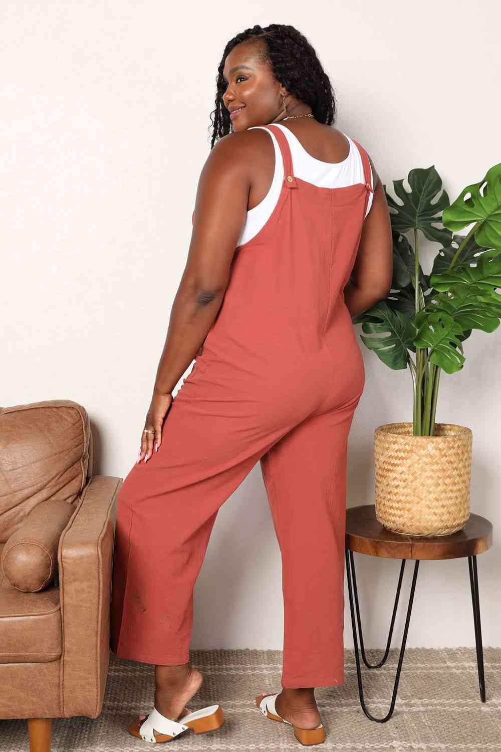 Double Take Wide Leg Overalls with Front Pockets - SwagglyLife Home & Fashion