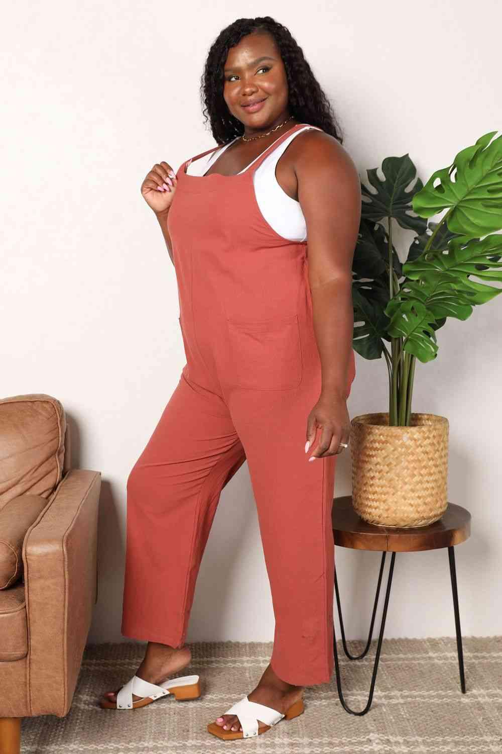 Double Take Wide Leg Overalls with Front Pockets - SwagglyLife Home & Fashion