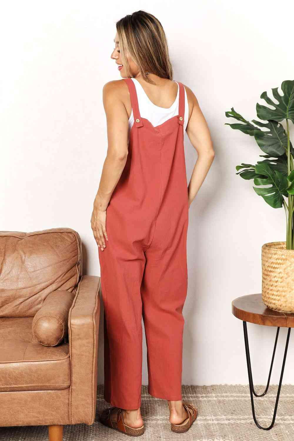 Double Take Wide Leg Overalls with Front Pockets - SwagglyLife Home & Fashion