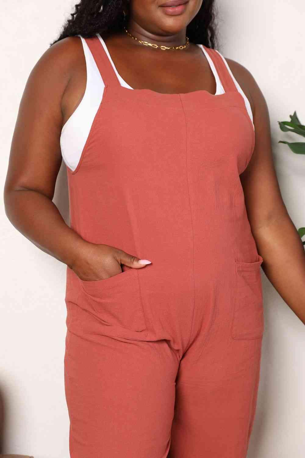 Double Take Wide Leg Overalls with Front Pockets - SwagglyLife Home & Fashion