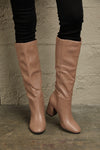East Lion Corp Block Heel Knee High Boots, Mocha - SwagglyLife Home & Fashion
