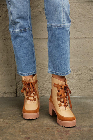 East Lion Corp Lace Up Lug Booties - SwagglyLife Home & Fashion