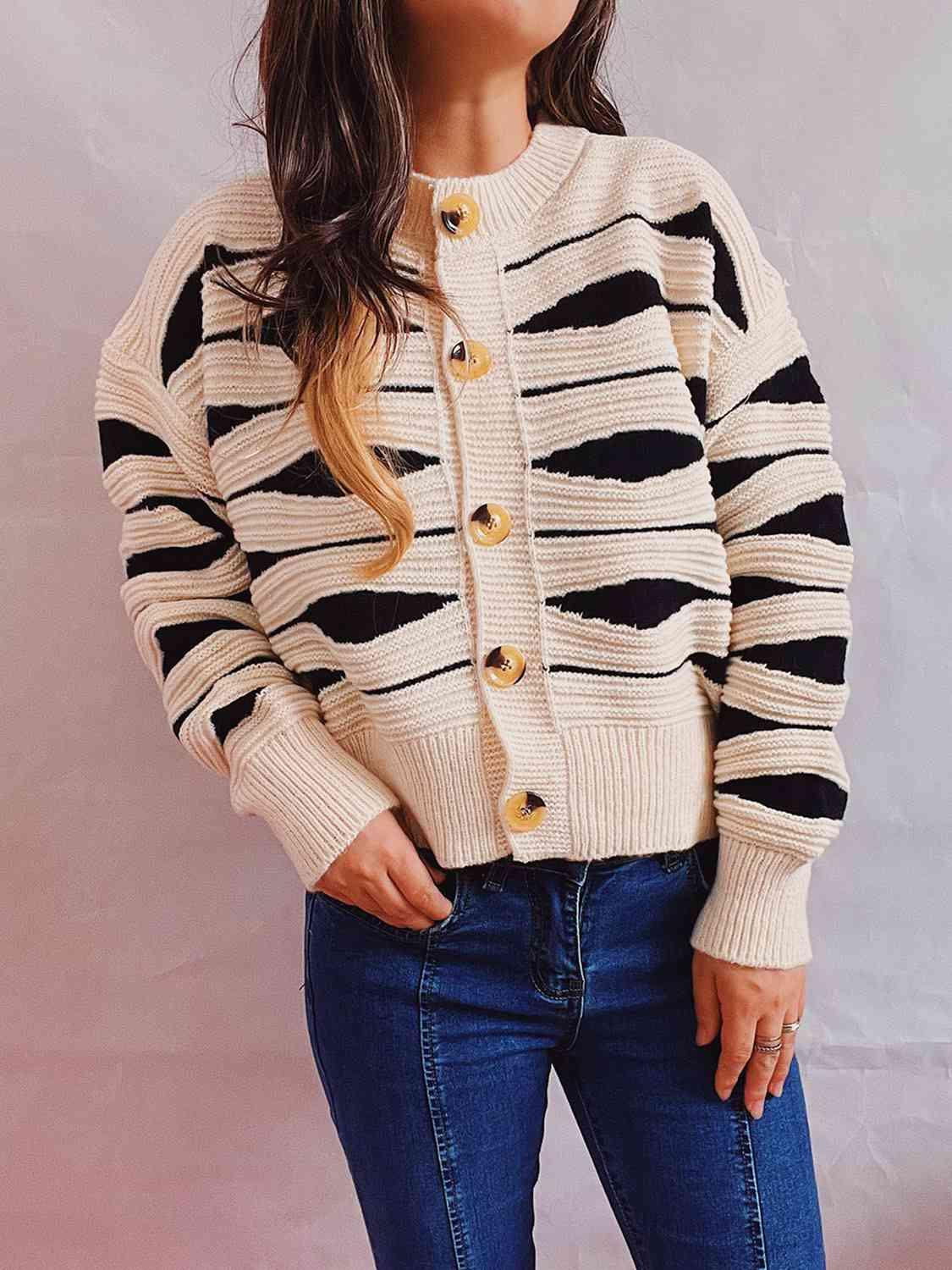 Elena Color Block Button Front Cardigan - SwagglyLife Home & Fashion