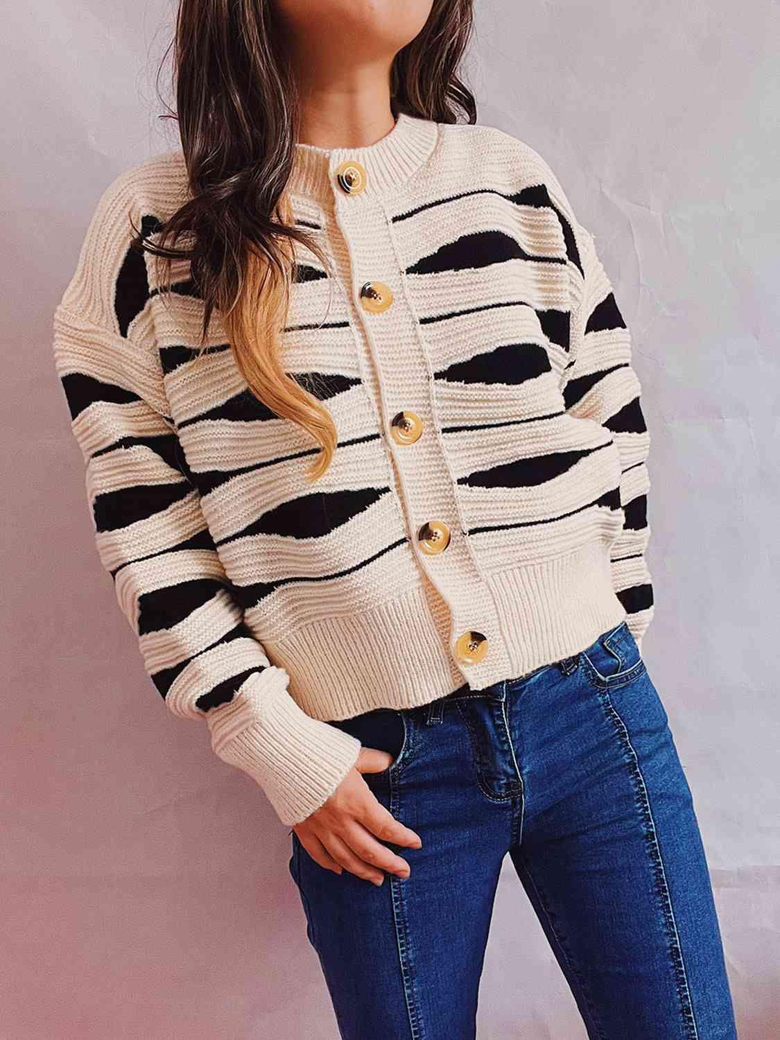 Elena Color Block Button Front Cardigan - SwagglyLife Home & Fashion