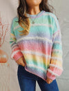 Elliot Mae Striped Round Neck Long Sleeve Sweater - SwagglyLife Home & Fashion