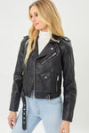 Faith Apparel Faux Leather Zip Up Biker Jacket - SwagglyLife Home & Fashion