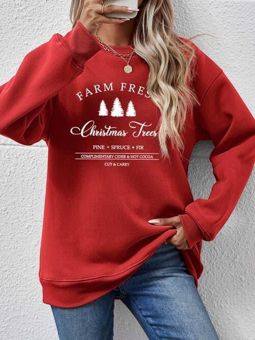 Farm Fresh Christmas Trees Graphic Sweatshirt - SwagglyLife Home & Fashion