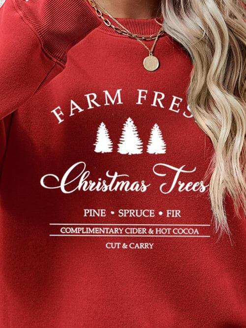 Farm Fresh Christmas Trees Graphic Sweatshirt - SwagglyLife Home & Fashion