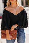 V-Neck Ruched Lantern Sleeve Bodysuit - SwagglyLife Home & Fashion