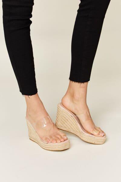 Forever Link Clear Strap Espadrille Platform Wedge Sandals - SwagglyLife Home & Fashion