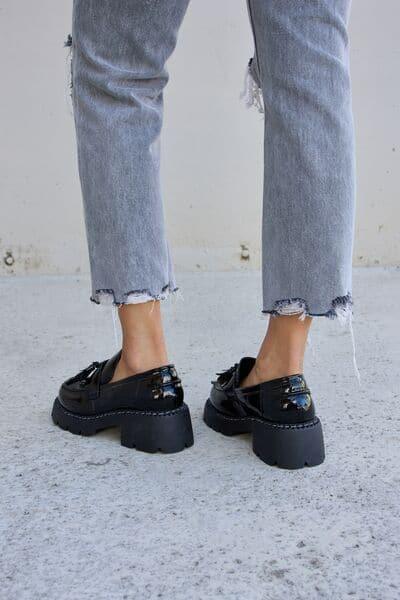 Forever Link Tassel Detail Mid Heel Chunky Loafers - SwagglyLife Home & Fashion