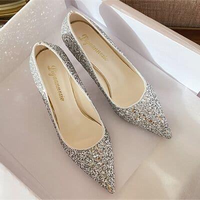 Glittered Stiletto Heel Pumps - SwagglyLife Home & Fashion