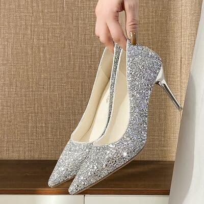 Glittered Stiletto Heel Pumps - SwagglyLife Home & Fashion