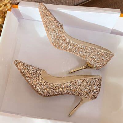 Glittered Stiletto Heel Pumps - SwagglyLife Home & Fashion