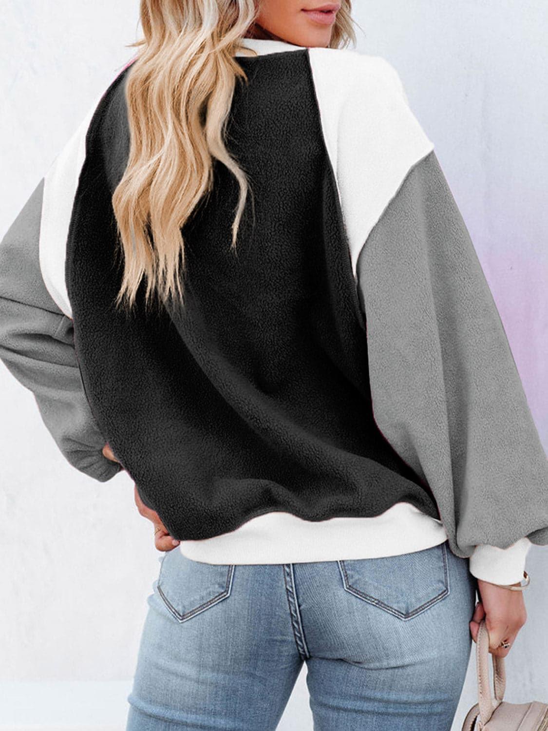 Grace Color Block Exposed Seam Sweatshirt - SwagglyLife Home & Fashion