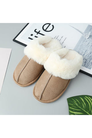 Faux Suede Center Seam Slippers - SwagglyLife Home & Fashion