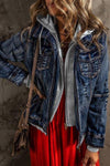 Harlow Contrast Zip-Up Hooded Denim Jacket - SwagglyLife Home & Fashion