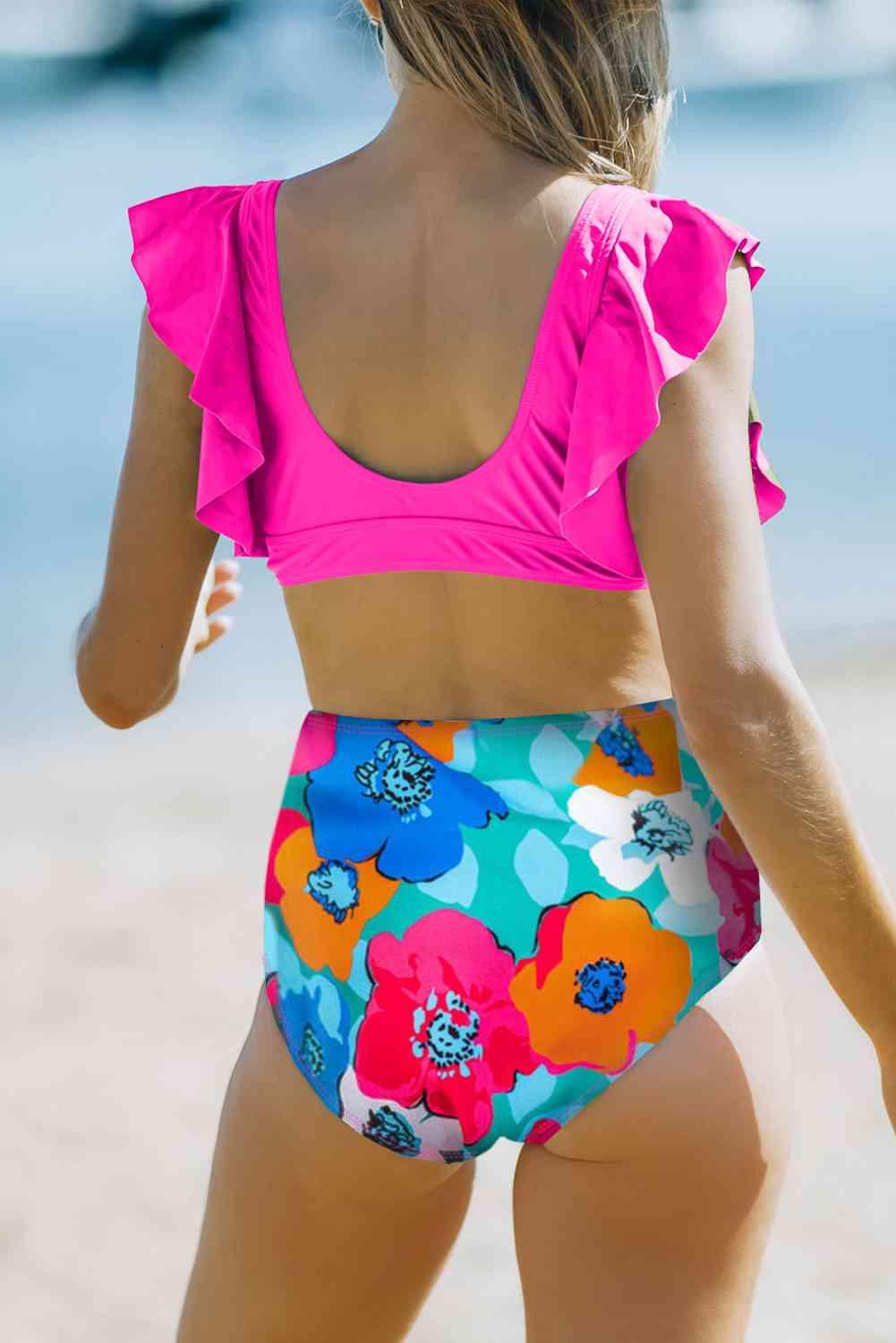 Hattie Cropped Swim Top and Floral Bottoms Set - SwagglyLife Home & Fashion