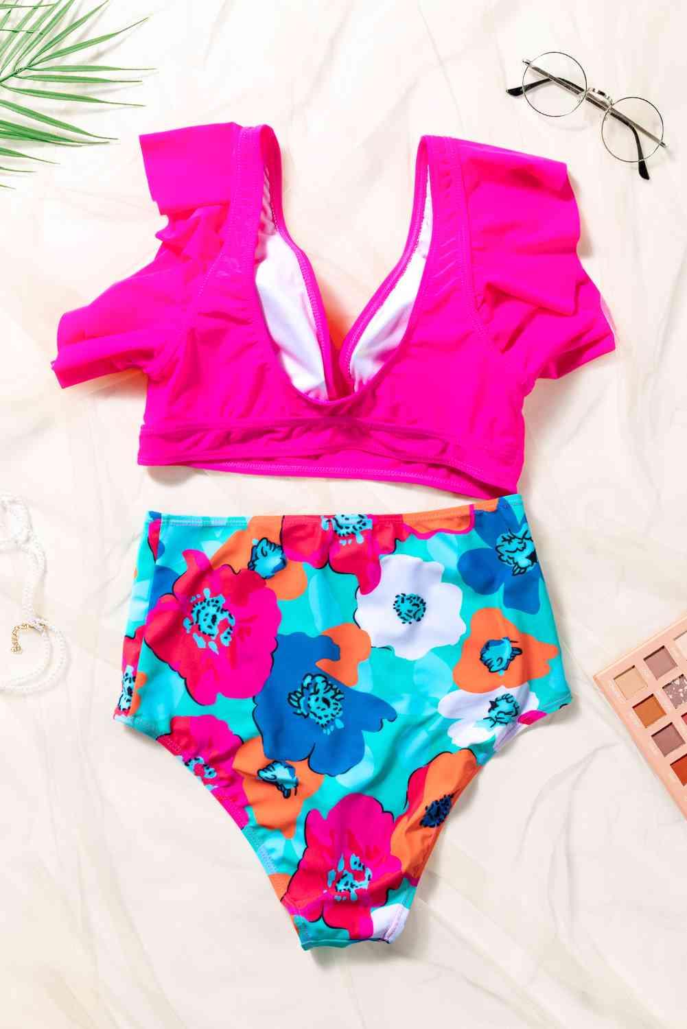 Hattie Cropped Swim Top and Floral Bottoms Set - SwagglyLife Home & Fashion