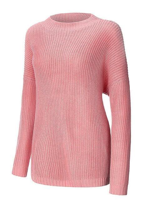Hayes Round Neck Drop Shoulder Sweater - SwagglyLife Home & Fashion