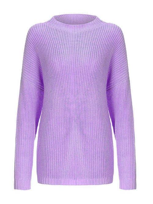 Hayes Round Neck Drop Shoulder Sweater - SwagglyLife Home & Fashion