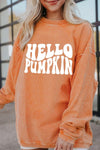HELLO PUMPKIN Round Neck Graphic Sweatshirt - SwagglyLife Home & Fashion