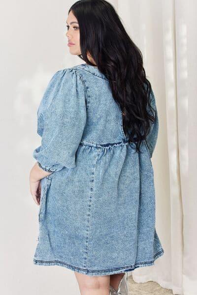 HEYSON Full Size Oversized Denim Babydoll Dress - SwagglyLife Home & Fashion