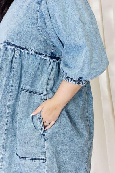 HEYSON Full Size Oversized Denim Babydoll Dress - SwagglyLife Home & Fashion