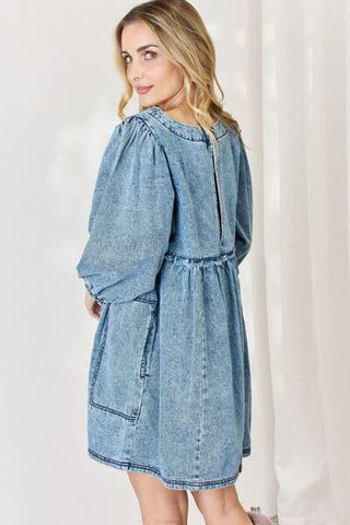 HEYSON Full Size Oversized Denim Babydoll Dress - SwagglyLife Home & Fashion