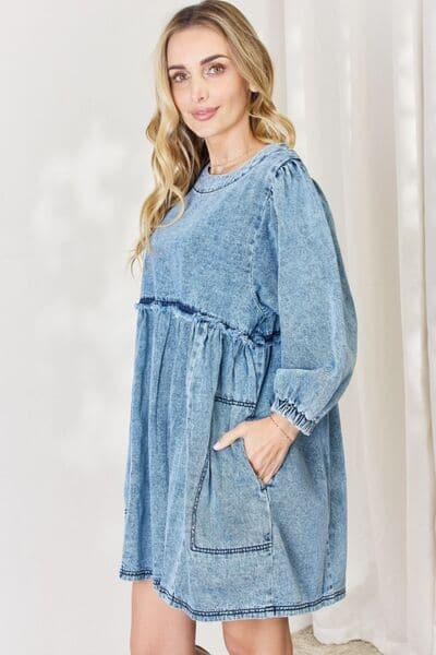 HEYSON Full Size Oversized Denim Babydoll Dress - SwagglyLife Home & Fashion