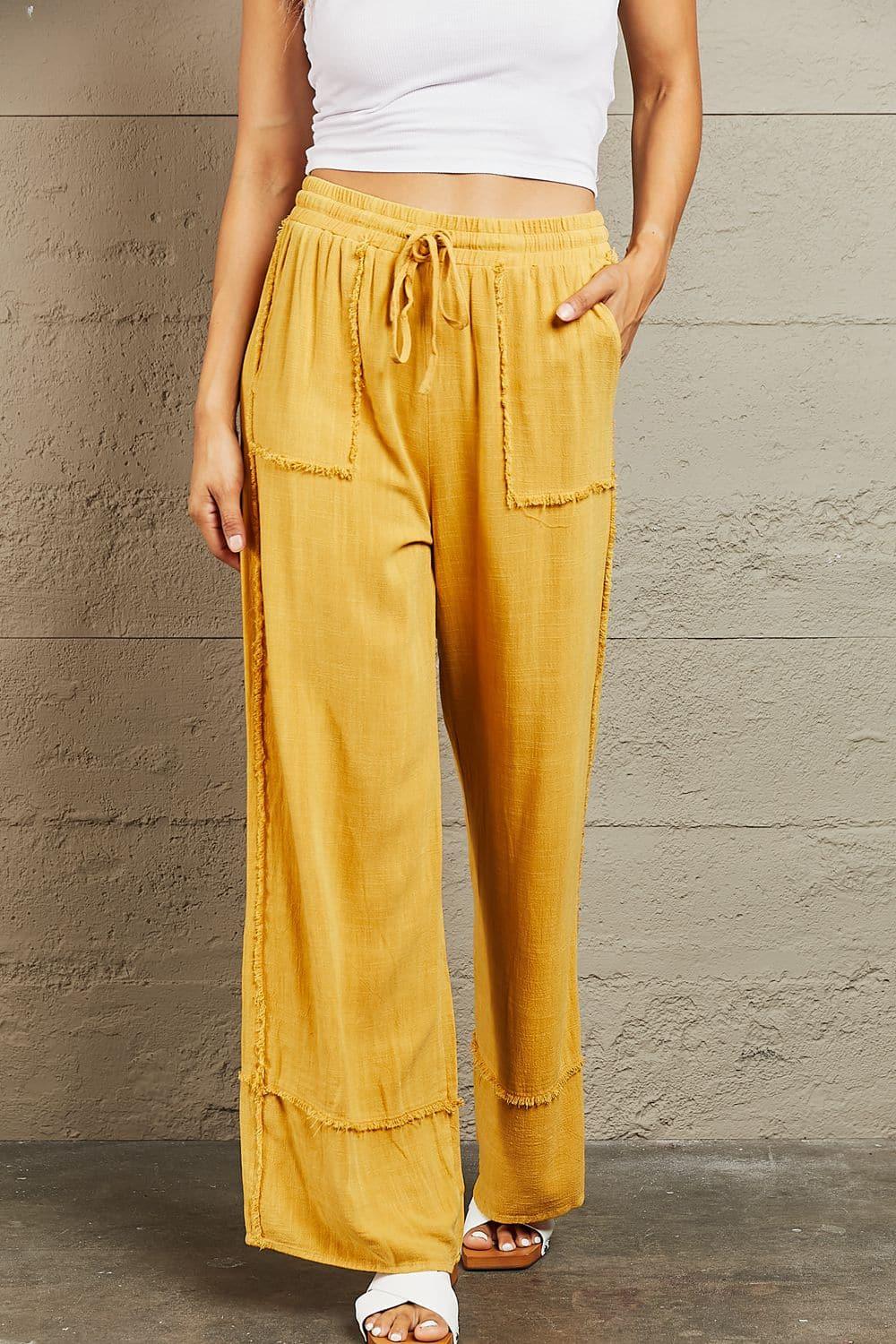 HEYSON Love Me Full Size Mineral Wash Wide Leg Pants - SwagglyLife Home & Fashion